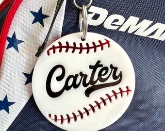 Baseball Bag Tag | Baseball Themed Name Tag | Custom Name Tags for Backpacks | Tee Ball Gifts | Tball Gifts | Sports Gifts for Kids