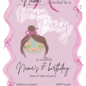 Editable Pamper Party Invitation | Kids Spa Birthday Invite | Printable Canva Template