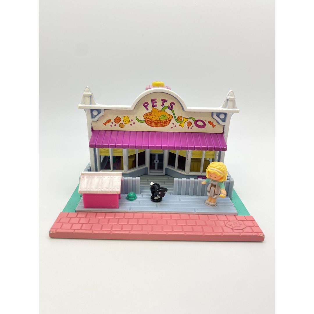 1993 Polly Pocket Polly's Pet Shop / Pet Store Polly & Cat Figures