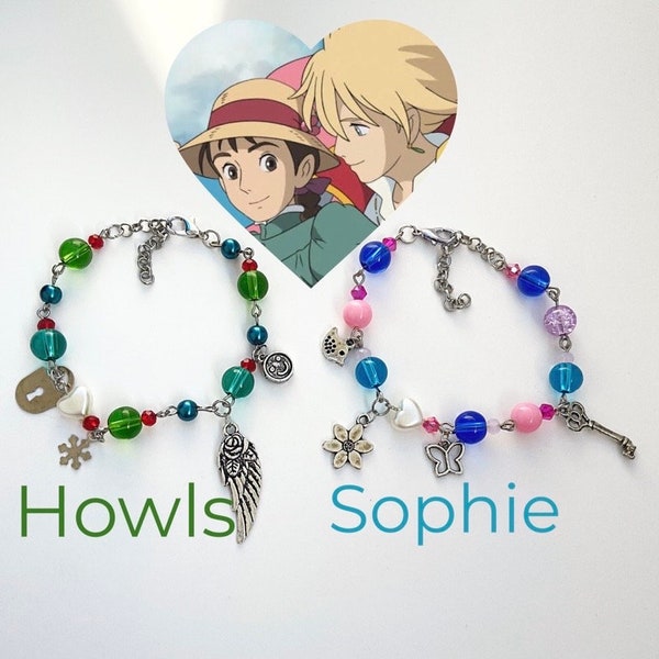 howls moving castle studio ghibli inspired bracelets, Howls and Sophie matching bracelets,