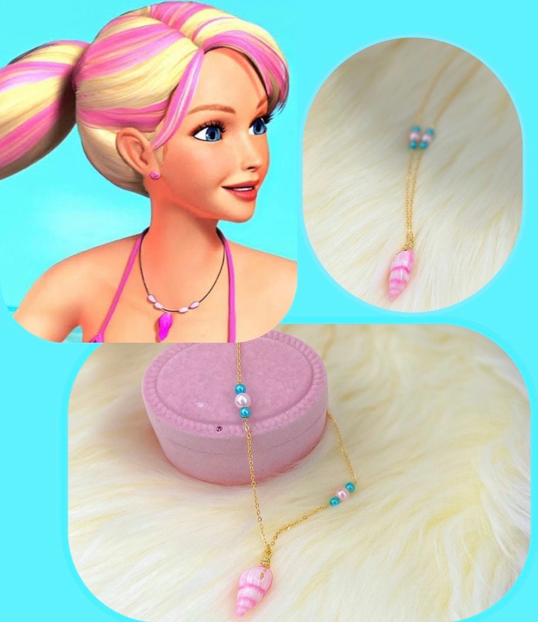 Barbie mermaid shell necklace deals