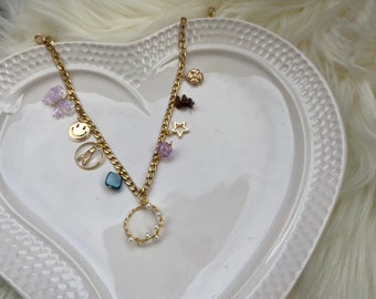 Design Your Own Custom Charm Necklace, Customizable Charm Necklace, Vintage Gold Plated Custom Necklace, Pick Your own Charms, valentine day