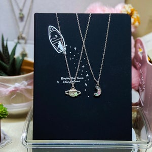 Saturn Necklace, Moon Necklace, Love you to the moon necklace, Taylor Necklace, Swiftie Planet Necklace, handmade jewelry