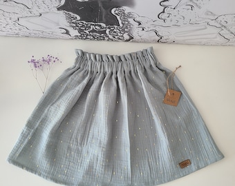 Girls' skirt made of muslin, glitter skirt, school enrollment, wedding, Christmas, muslin skirt, skirt girls size 98-128 available in three colors