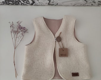 Walk vest baby children's vest walk wool walk wool new wool muslin cardigan in five colors curry, berry, raspberry, beige, cream