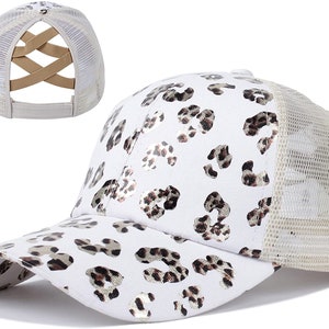 Women Criss Cross Baseball Cap Mesh Ponytail Hat  Vintage Cotton Hat
