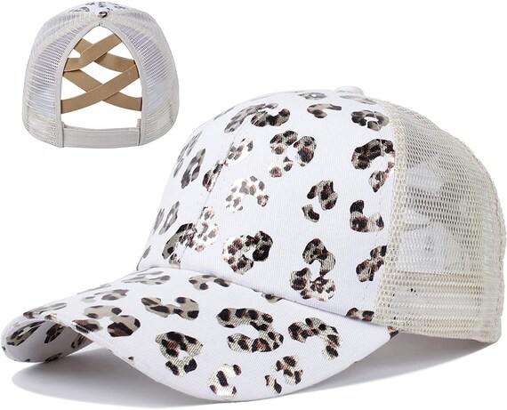 Women Criss Cross Baseball Cap Mesh Ponytail Hat Vintage  display picture 1