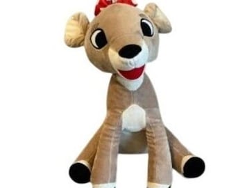 Clarice Rudolph Red Nosed Reindeer Plush Stuffed Animal Bow Holiday Toy