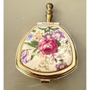 Vintage Porzellan Limonges Damen Kompakte Tasche Aschenbecher Tragbar Reise Silent Butler Feminine Blumendruck Taschenbuch oder Geldbörse