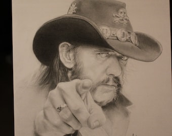 Lemmy Kilmister of Motorhead - A4 Print of Graphite Drawing