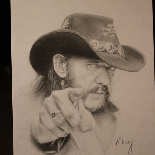 Lemmy Kilmister of Motorhead - A4 Print of Graphite Drawing