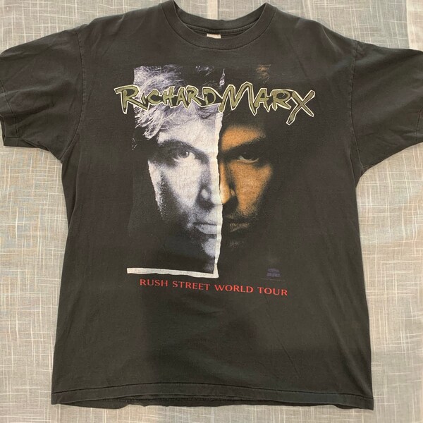 Richard Marx Rush Street World Tour 1991 Authentic Vintage Black T-Shirt Mens L
