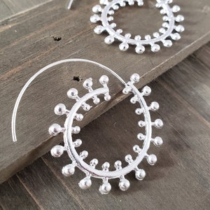 925 Sterling Silver Bohemian Spiral Earrings- Silver Earrings- Spiral Earrings- Bohemian Spiral Earrings- Spiral Circlet Hoop- Silver Spiral