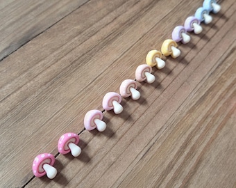 Pastel Mushroom Stud Earrings- Handmade 18k Gold Plated Post Earrings Forest Forager Toadstool Mushroom Colorful Fall Autumn Stud Earrings