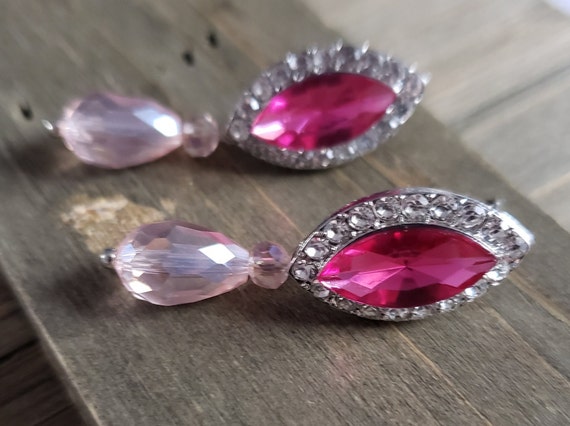 Orecchini artistici in argento sterling con zirconi rosa
