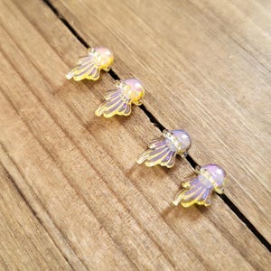 Yellow Resin Jellyfish Stud Earrings Handmade 18k Gold 925 Sterling Silver Plated Resin Post Earrings- Yellow Jellyfish Ocean Beach Earrings