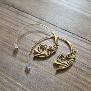 18k Gold Plated Bohemian Spiral Earrings- Gold Spiral Earrings- Water Wave Swirl Bohemian Spiral Earrings- Spiral Summer Beach Circlet Hoop