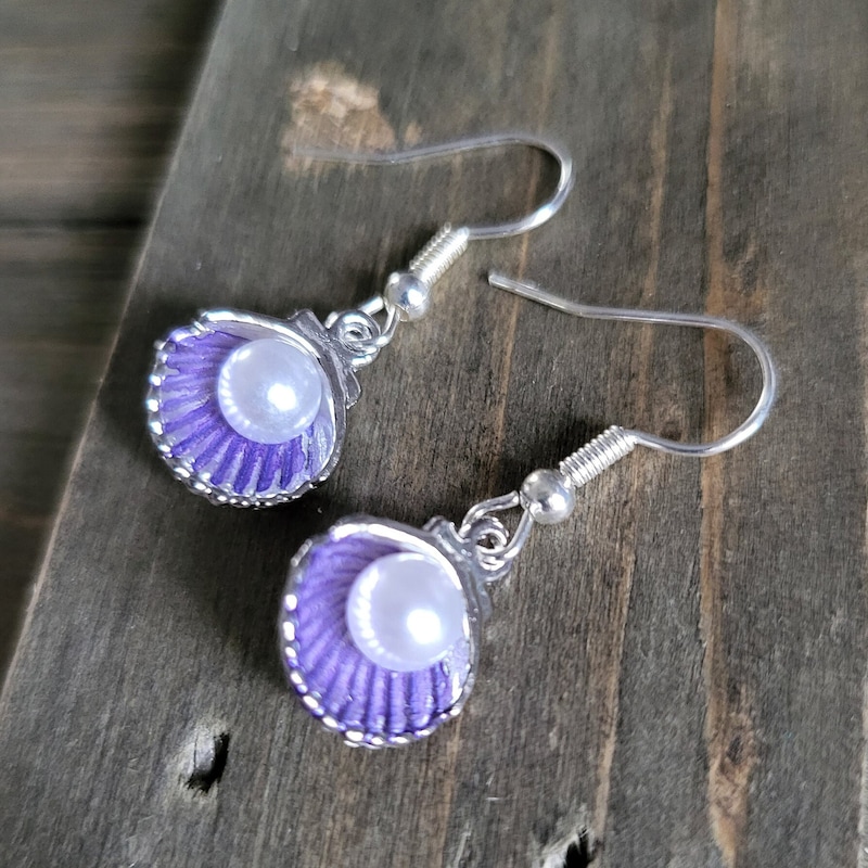 Purple Shell Earrings Etsy