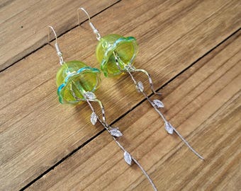 Neon Green Jellyfish Earrings- 925 Sterling Silver Acrylic Jellyfish Dangle Earrings Summer Green Jellyfish Ocean Sea Life Nautical Earrings