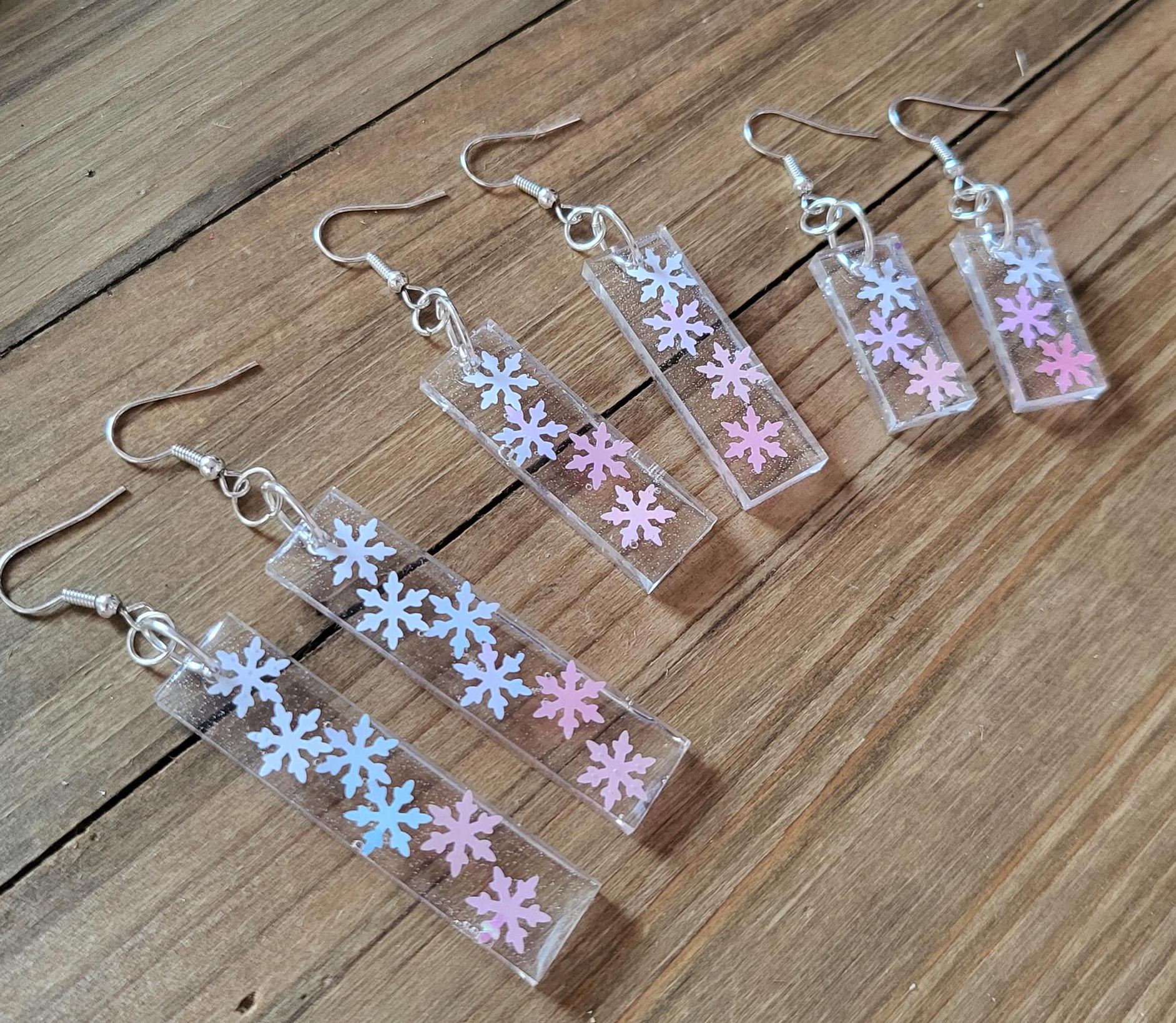 Boucles D'Oreilles Argent Sterling 925 - Flocons Neige Vintage