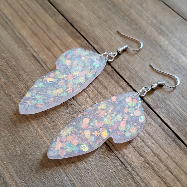 Iridescent Aura Butterfly Wing Earrings- Handmade 925 Sterling Silver Resin Aurora Borealis AB Glitter Rainbow Butterfly Wings Aura Earrings