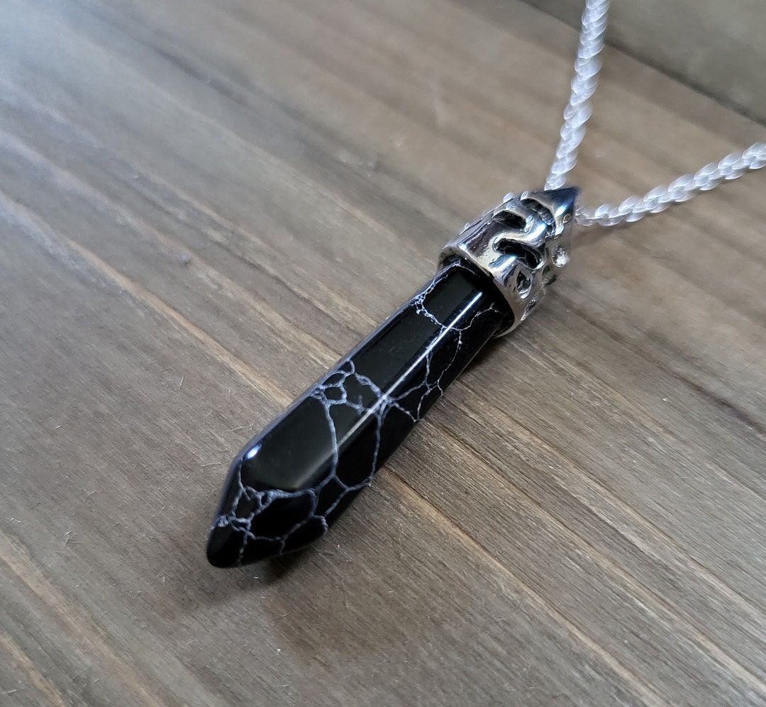 •STRAY• faceted snowflake obsidian fang + gold necklace (various lengths)