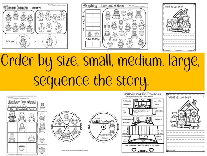 Goldilocks and the Three Bears Activities - Etsy