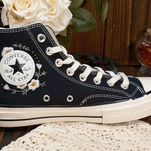 Converse embroidered shoes,Converse Chuck Taylor 1970s,Converse custom small flower / small flower embroidery image 4