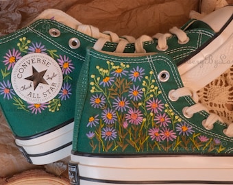 Converse embroidered shoes,Converse Chuck Taylor 1970s,Converse custom small flower / small flower embroidery