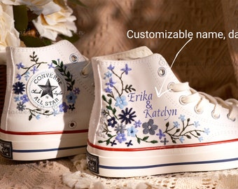 Converse embroidered shoes,Converse Chuck Taylor 1970s,Converse custom small flower / small flower embroidery