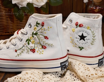 Converse embroidered shoes,Converse Chuck Taylor 1970s,Converse custom small flower / small flower embroidery