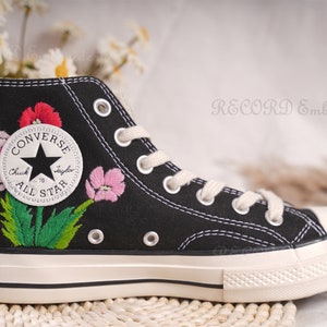 Zapatos bordados Converse, Converse Chuck Taylor 1970s, Converse personalizado pequeña flor / pequeño bordado de flores imagen 6