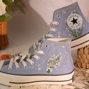 Converse embroidered shoes,Converse Chuck Taylor 1970s,Converse custom small flower / small flower embroidery