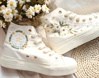 Converse embroidered shoes,Converse Chuck Taylor 1970s,Converse custom small flower / small flower embroidery