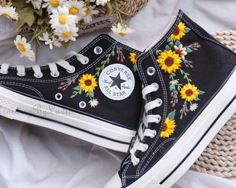 Converse embroidered shoes,Converse Chuck Taylor 1970s,Converse custom small flower / small flower embroidery