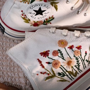 Converse embroidered shoes,Converse Chuck Taylor 1970s,Converse custom small flower / small flower embroidery image 4