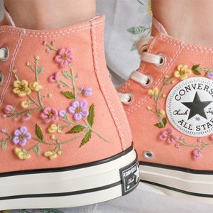 Converse embroidered shoes,Converse Chuck Taylor 1970s,Converse custom small flower / small flower embroidery