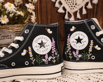 Converse embroidered shoes,Converse Chuck Taylor 1970s,Converse custom small flower / small flower embroidery