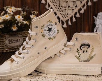 Converse embroidered shoes,Converse Chuck Taylor 1970s,Converse custom small flower / small flower embroidery