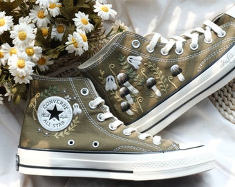 Converse embroidered shoes,Converse Chuck Taylor 1970s,Converse custom small flower / small flower embroidery