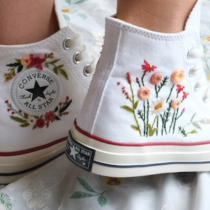 Converse embroidered shoes,Converse Chuck Taylor 1970s,Converse custom small flower / small flower embroidery image 7