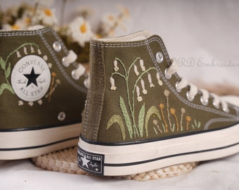 Converse embroidered shoes,Converse Chuck Taylor 1970s,Converse custom small flower / small flower embroidery