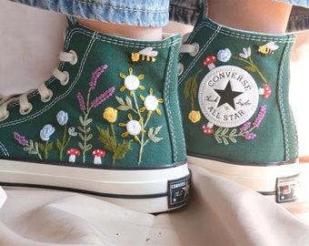 Converse embroidered shoes,Converse Chuck Taylor 1970s,Converse custom small flower / small flower embroidery