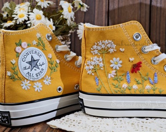 Converse embroidered shoes,Converse Chuck Taylor 1970s,Converse custom small flower / small flower embroidery