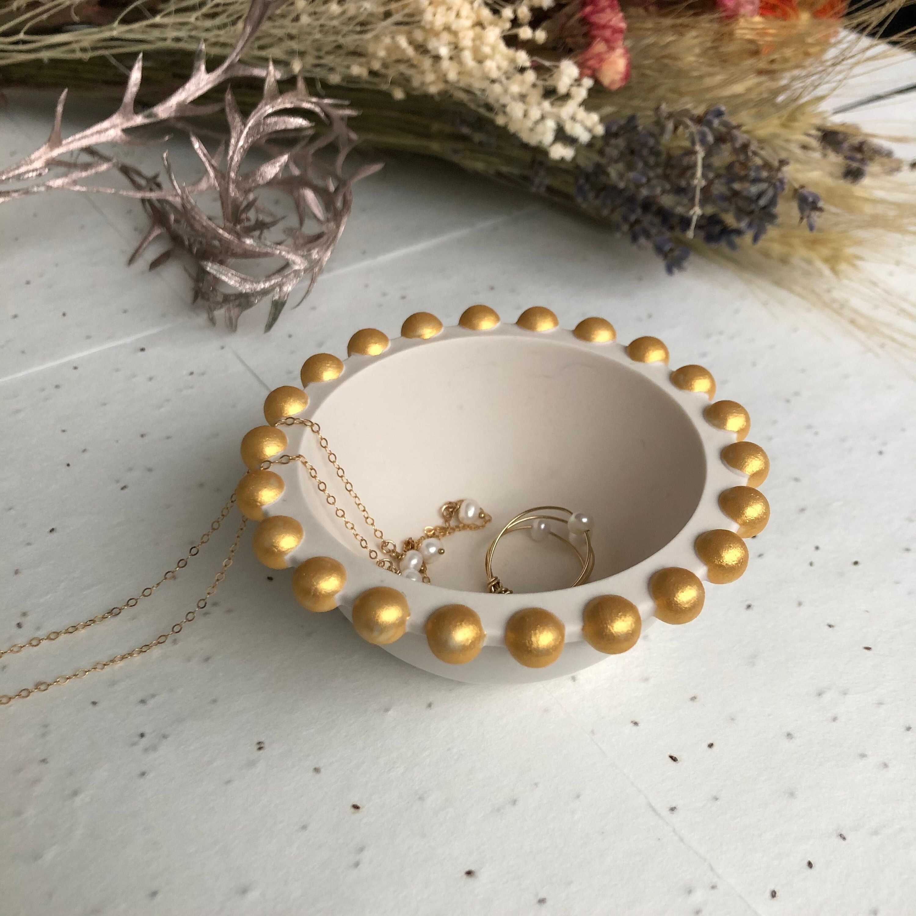 Coupelle en Jesmonite Pour Bijoux - Vide Poches Rangement Décoration Bohème