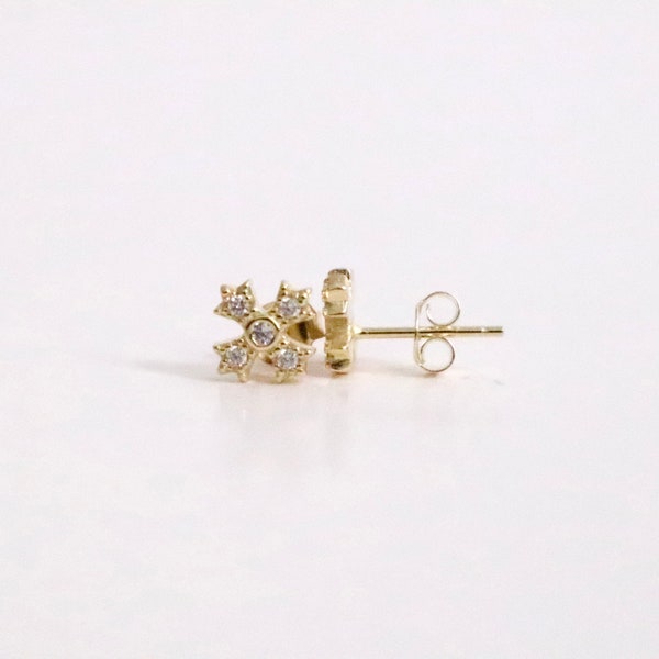 Gold Plated Sterling Silver CZ Cross Studs