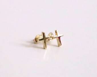 Gold Plated SS Cross Studs