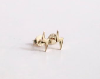 Gold Plated SS Lightning Bolt Studs