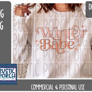 DIGITAL DOWNLOAD, Winter babe png, Boho Christmas cheer png, holiday sublimation png, holiday shirt graphic