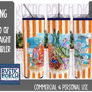 DIGITAL DOWNLOAD, 20 oz Skinny Tumbler , Nautical Orange Navy Tumbler  Instant Download , Sublimation graphic, png design